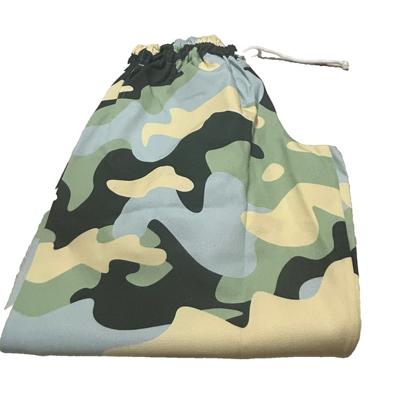 Flan Labs Roquefort Wide Leg Pants Mens XS-S Green Camo Canvas Drawstring - Picture 8 of 10